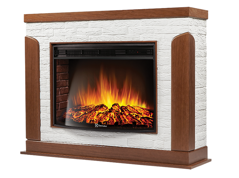 Портал Firelight Prestigio 30 камень белый, шпон дуб