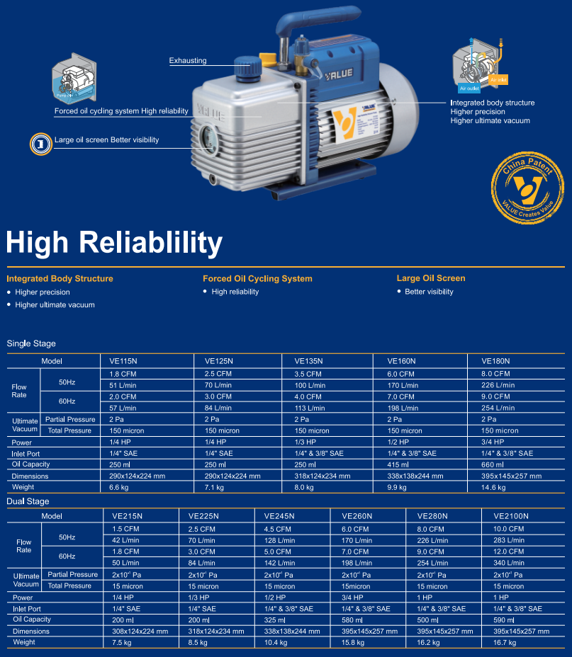 Купить Насос вакуумный VALUE VE215N в Интернет-магазине Сlimate-shop.by. Доставка по Минску и Беларуси  *375-29 330-39-95