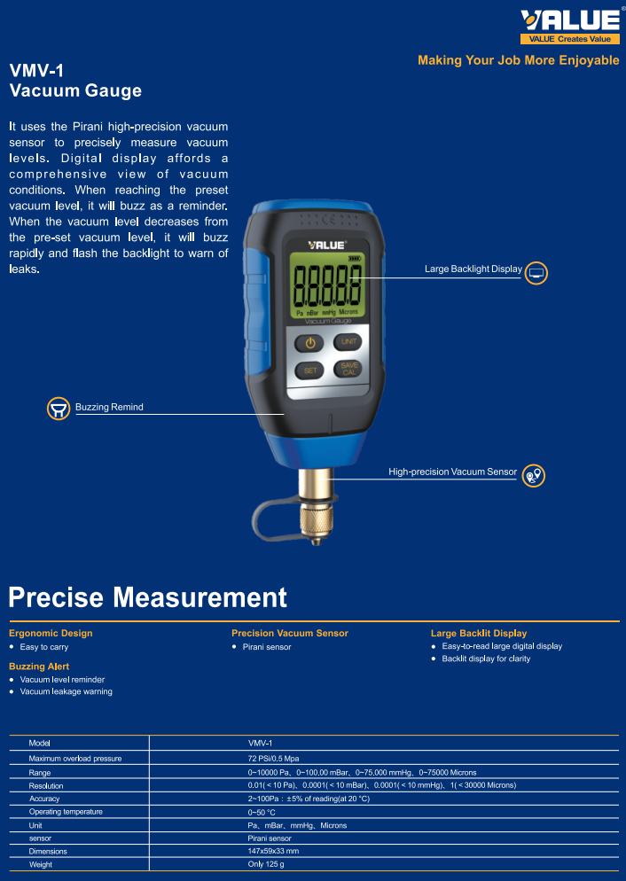 Купить Вакуумметр VALUE VMV-1 в Интернет-магазине Сlimate-shop.by. Доставка по Минску и Беларуси  *375-29 330-39-95