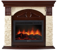 Портал Firelight Torre 26/30S камень белый, шпон темный дуб