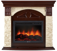 Портал Firelight Torre 30S камень белый, шпон белёный дуб