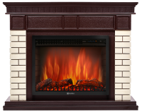 Портал Firelight Bricks 25 камень бежевый, шпон темный дуб