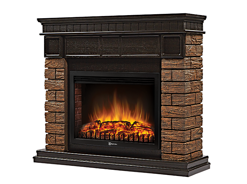 Портал Firelight Bricks Wood 25 камень темный, шпон венге