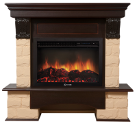 Портал Firelight Forte 25U (угловой) камень бежевый, шпон темный дуб