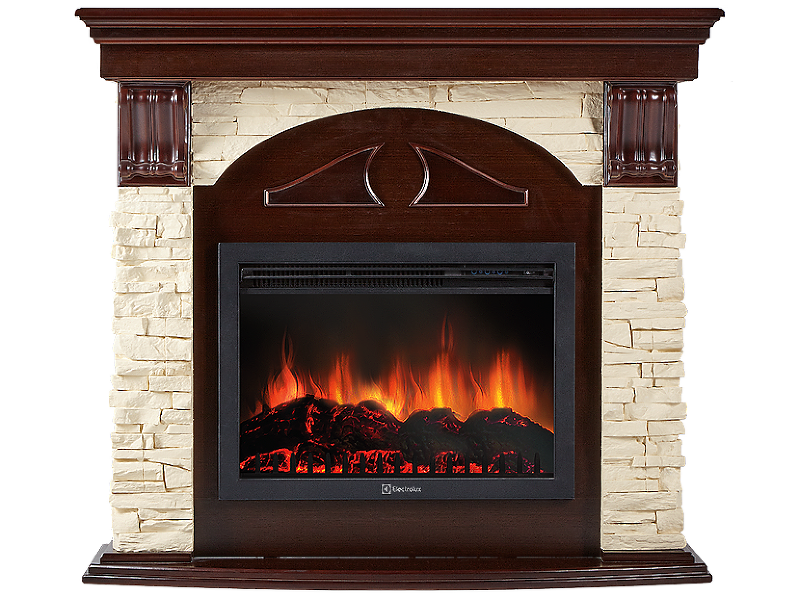 Портал Firelight Torre 25S камень слоновая кость, шпон темный дуб