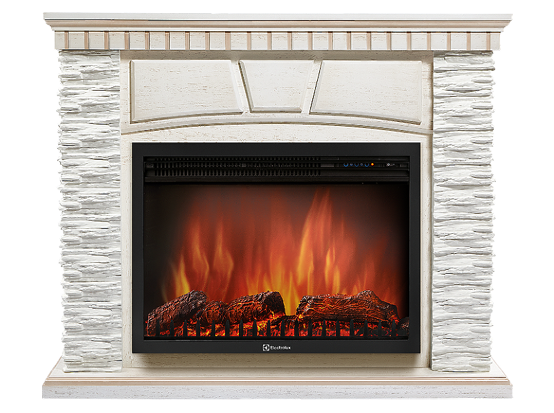 Портал Firelight Porto 25U (угловой) камень белый, шпон белёный дуб