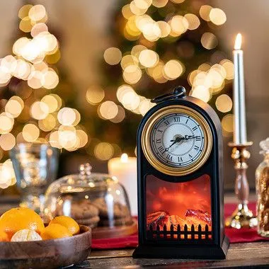 Светодиодный камин «Старинные часы» с эффектом живого огня