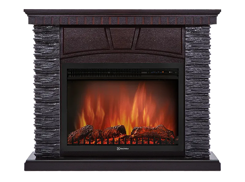 Портал Firelight Porto 30U (угловой) камень черный, шпон венге