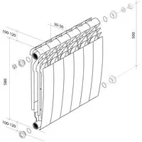 Royal Thermo Biliner Alum 500 Noir Sable (6 секций)