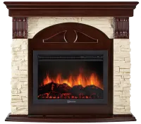 Портал Firelight Torre 26/30S камень белый, шпон темный дуб