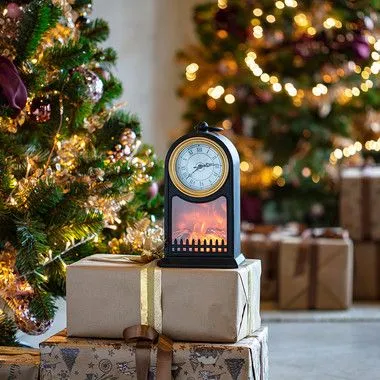 Светодиодный камин «Старинные часы» с эффектом живого огня