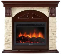 Портал Firelight Torre 30S камень белый, шпон белёный дуб