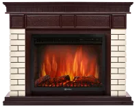 Портал Firelight Bricks 25 камень бежевый, шпон темный дуб