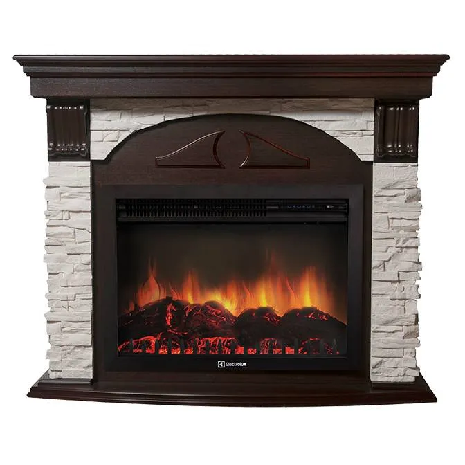 Портал Firelight Torre 25U (угловой) камень белый, шпон темный дуб