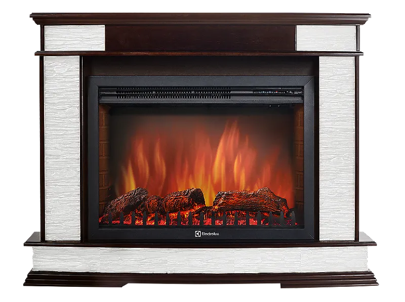 Портал Firelight Scala 30 камень сланец скалистый белый, шпон тёмный дуб