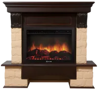 Портал Firelight Forte 30U (угловой) камень бежевый, шпон темный дуб