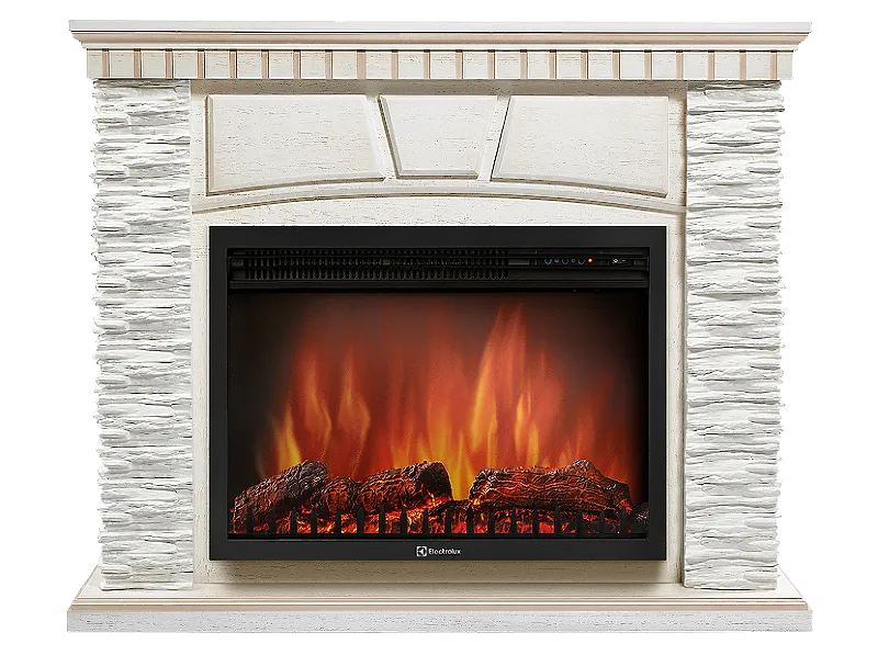 Портал Firelight Porto 30U (угловой) камень белый, шпон белёный дуб